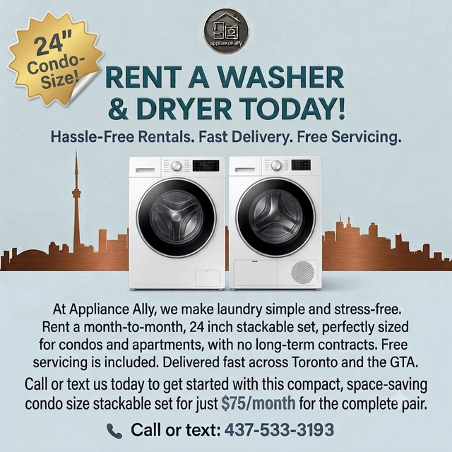 Washer & Dryer Rental — 24' Condo Pair, $75/Month