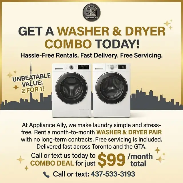 Washer & Dryer Rental — 27' Full-Size Pair, $99/Month