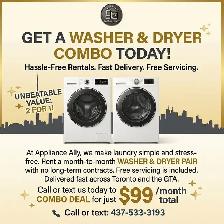 Washer & Dryer Rental — 27' Full-Size Pair, $99/Month