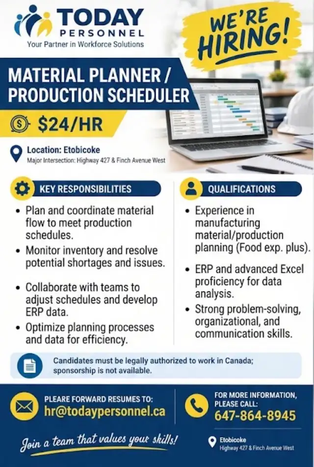 Material Planner/Production Scheduler