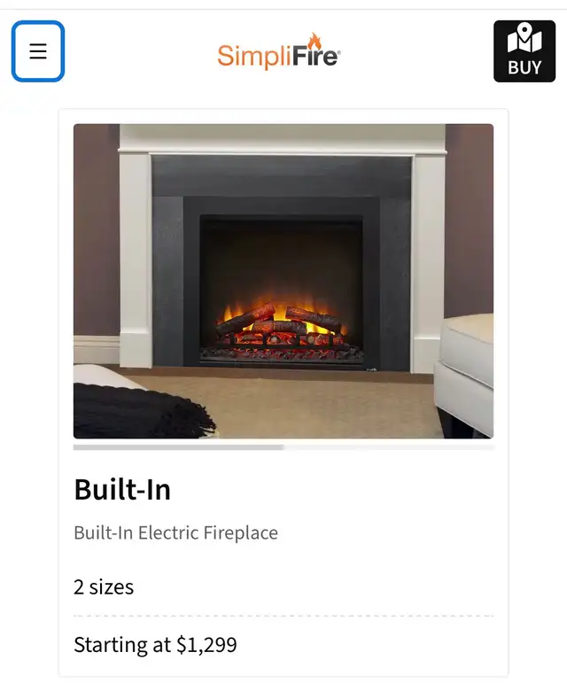 Simplifire built in electric fireplace - New!