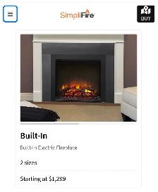 Simplifire built in electric fireplace - New!