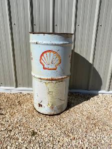 Vintage Shell Oil Can / Barrel 60 litre size with Clam shell - Photo 2