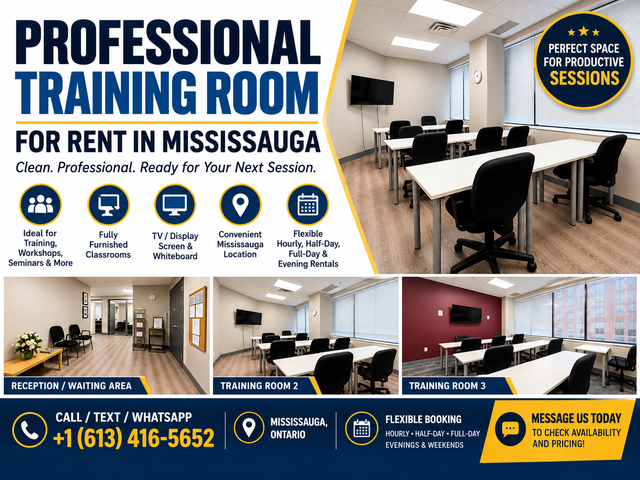 Training Room for Rent in Mississauga | Hourly & Daily Rental