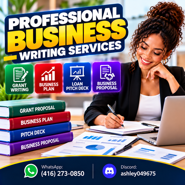 GRANT WRITING, BUSINESS PLAN, LOAN PITCH DECK, BUSINESS PROPOSAL