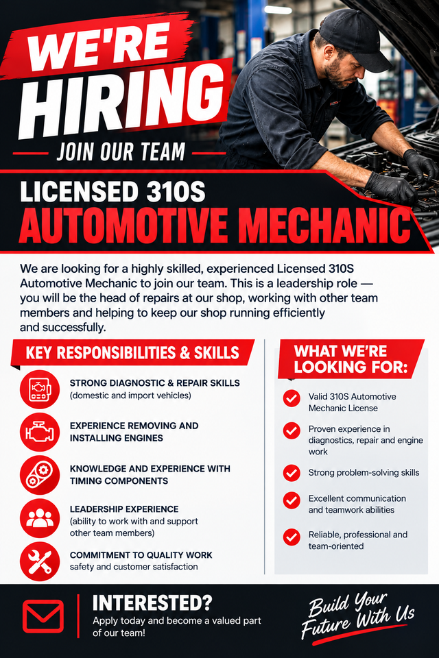 Licensed 310S Automotive technician / Mechanic WANTED
