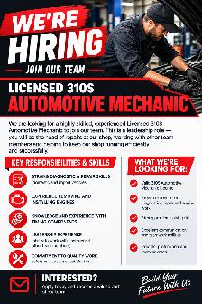 Licensed 310S Automotive technician / Mechanic WANTED
