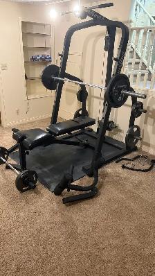 Nautilus Power Rack, Lat Pulldown, Bench, Olympic Bar and 350lbs