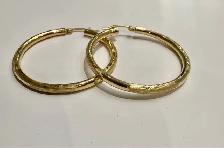 14karat Yellow Gold Diamond Cut Hoop Earrings