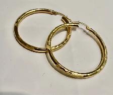 14karat Yellow Gold Diamond Cut Hoop Earrings - Photo 2