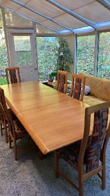 Mid century TEAK TECK. Dining room set. TRÈS GRANDE table. Chais - Photo 5