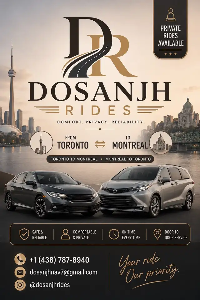 Montreal Toronto Rideshare |Parcel |Moving| private Taxi