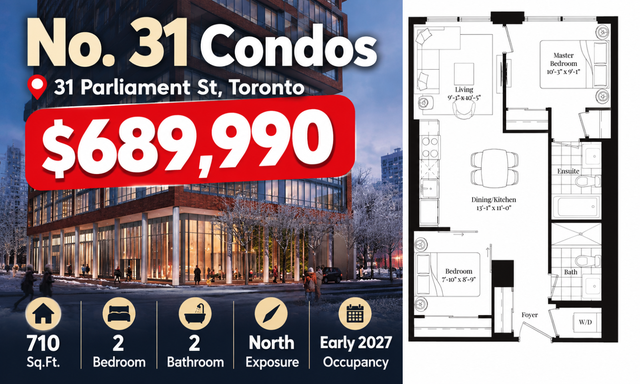 Toronto Downtown Luxury Condo | 2 Bed 2 Bath | 710 Sqft