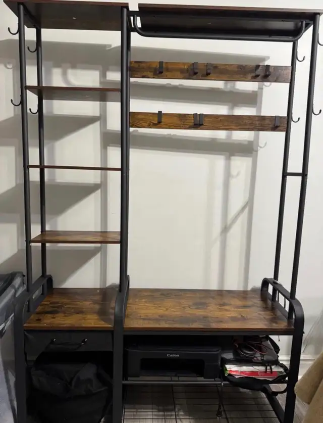 Entryway Bench With Coat Hooks, Storage Shelf