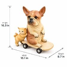 Brand New Resin French Bulldog Kitten on Skateboard $59 - Photo 2
