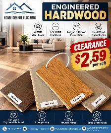 Engineered Hardwood 3mm wear layer sale $2.59 per sqft