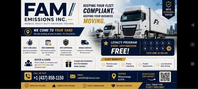 Mobile Heavy-Duty Truck Emission Testing — We Come to Your Yard