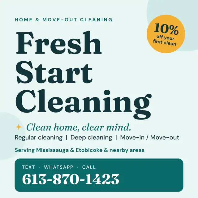 Fresh Start Cleaning: Reliable House Cleaner 10% Off First Clean