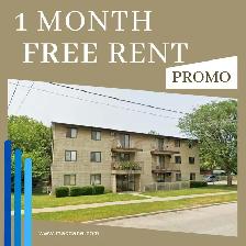 1 MONTH FREE RENT plus $100 off Seniors - 2 bed apt Sandwich St.
