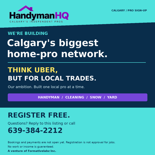 Calgary home-service pros - join the Handyman HQ network