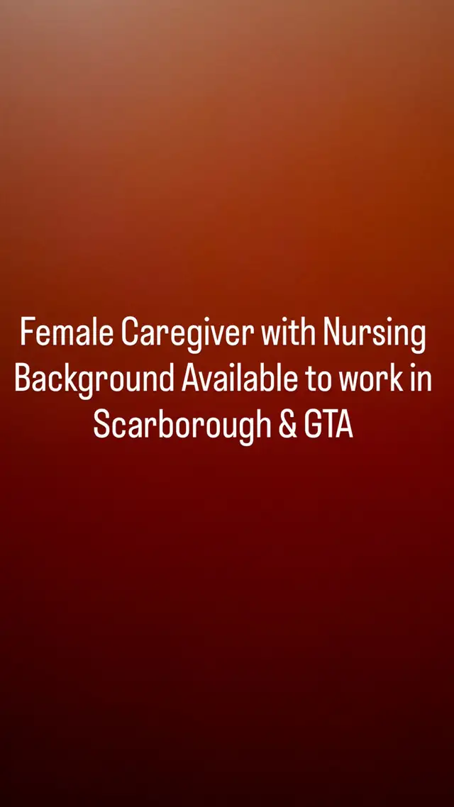 female Caregiver/Nurse available
