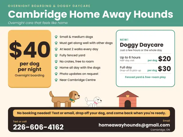 Dog Boarding & Daycare in Cambridge - $40/nightght