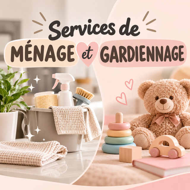 Services de ménage et de gardiennage d’enfants
