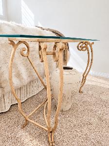 Wrought Iron Console / Sofa Table with Beveled Glass Top - Photo 3