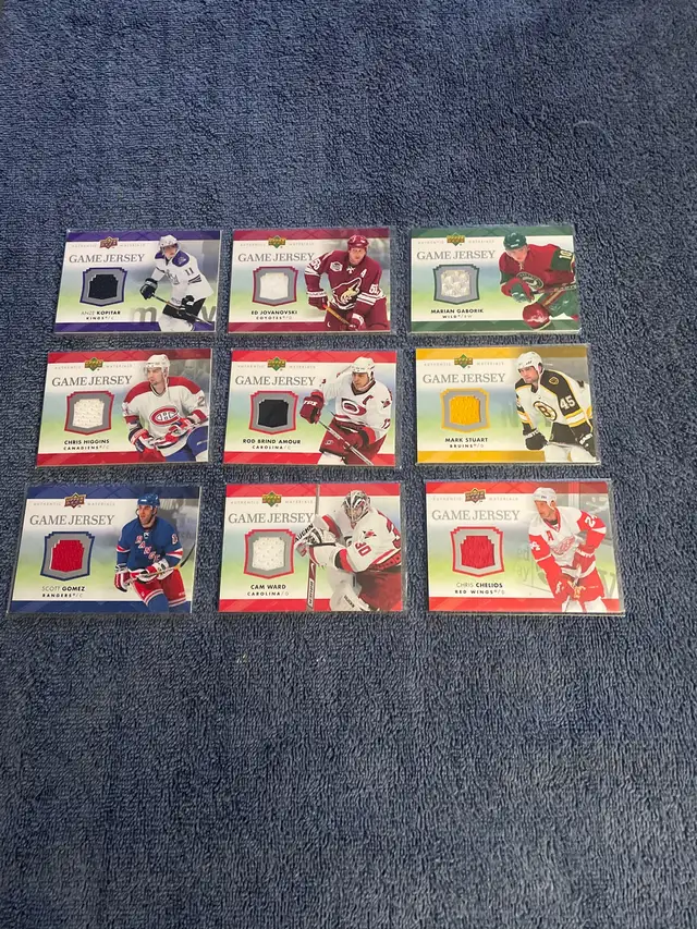 2007-08 Upper Deck Game Jersey Hockey Cards Lot 9 Cards