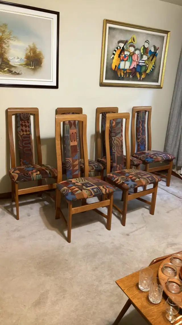 Mid century TEAK TECK. Ensemble salle à manger. 6 chaises chairs