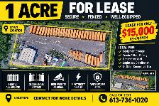1 Acre Secure Fenced Lot for Lease $15,000/month Ottawa