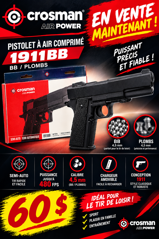 (A LOUISEVILLE ) CROSMAN BB 1911 AU CO2 DE 480FPS