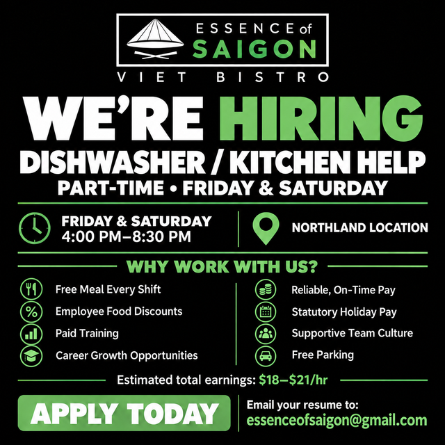 Looking for Weekend Dishwasher/Kitchen Help