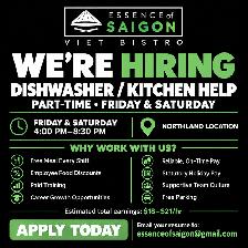 Looking for Weekend Dishwasher/Kitchen Help