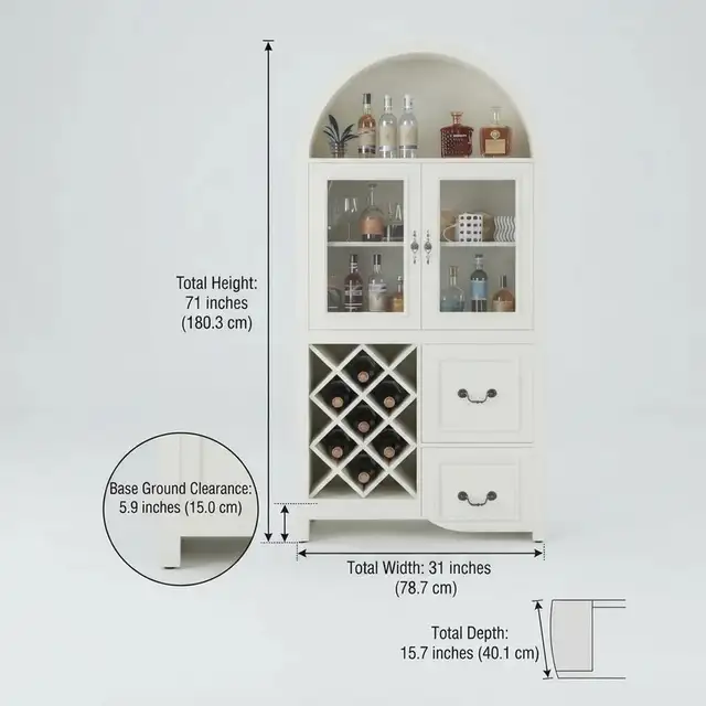Brand New Arch Top Bar Cabinet Wine Rack Storage Special $199