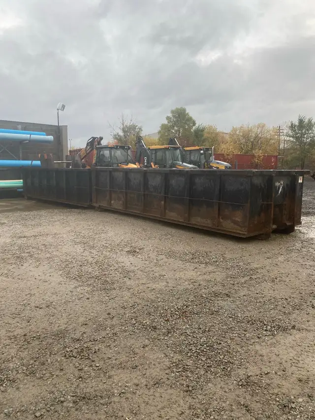 2 20-foot/yard roll off bins w dump truck gates, $6,000 each