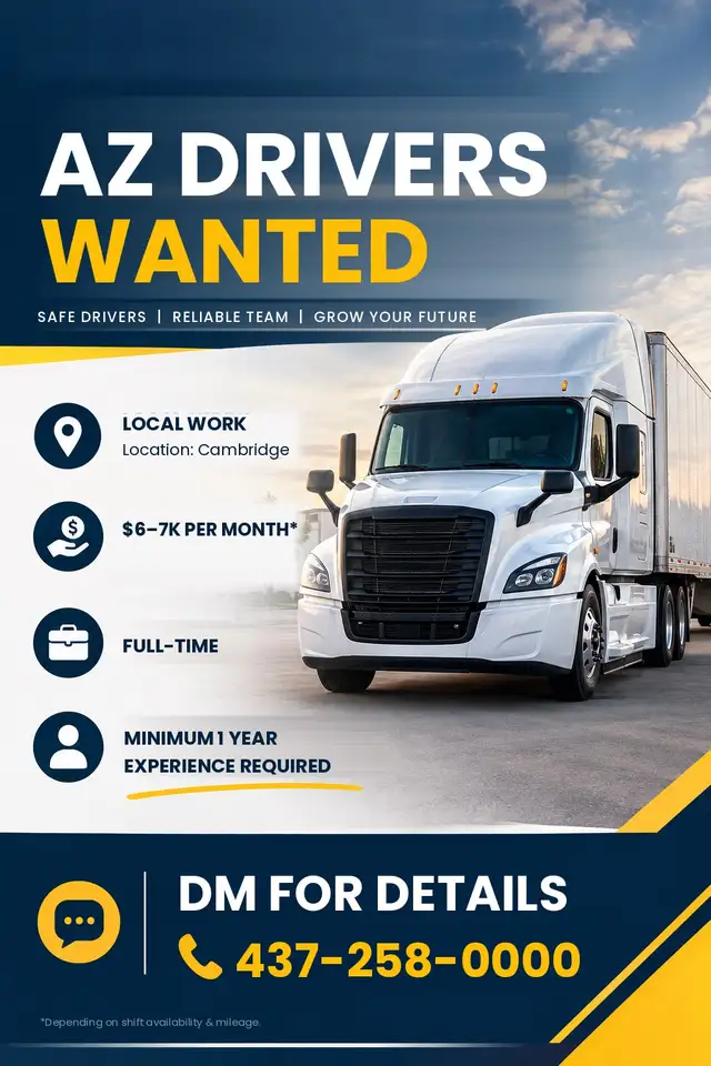 URGENT ‼️ AZ DRIVERS WANTED - CAMBRIDGE