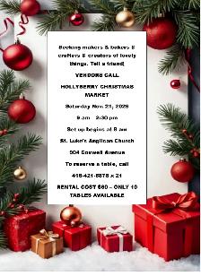 HOLLYBERRY CHRISTMAS MARKET VENDORS CALL