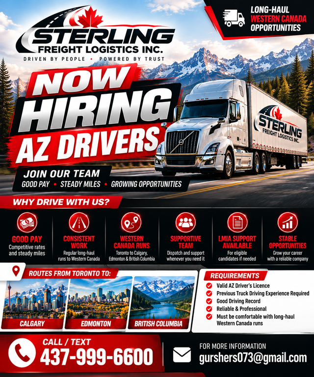 HIRING AZ DRIVERS- LMIA AVAILABLE- START TOMORROW