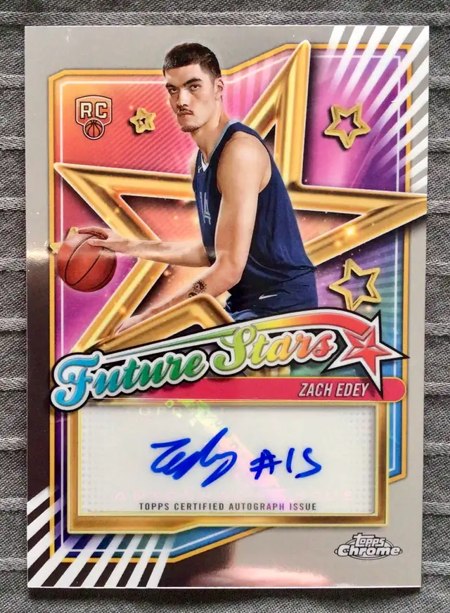Zach Edey FUTURE STARS AUTOGRAPH ROOKIE CARD Topps Chrome