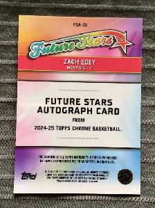 Zach Edey FUTURE STARS AUTOGRAPH ROOKIE CARD Topps Chrome - Photo 2