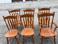 Free delivery used Set of 6 Solid Wood Dining Chairs - Photo 3