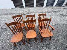 Free delivery used Set of 6 Solid Wood Dining Chairs - Photo 5