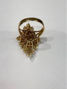 14Karat Natural Marquis Shape Opals and Diamonds Dinner Ring - Photo 2