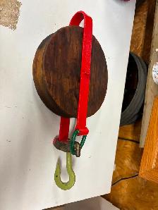 ANTIQUE WOODEN AND METAL PULLY