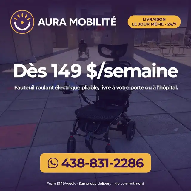 Fauteuil roulant électrique à louer | Wheelchair rental
