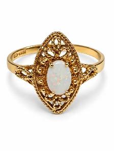 Natural Opal Artdeco Style Ring In 10k gold - Photo 2