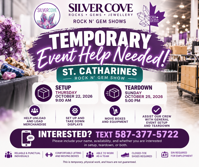 Temporary Event Help Needed – St. Catharines Rock N' Gem Show