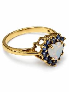 Natural Opal and Amethyst Heart Ring In 10k gold - Photo 2