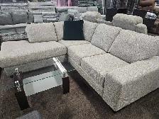 Divan sectionnel en tissu gris